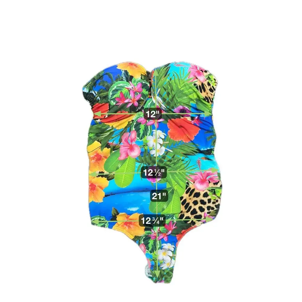 Feriado‎ Nacional Tropical and Animal Print One Piece Swimsuit with Padding
